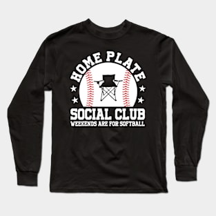 Home Plate Social Club, Midday, Softball Mom, Softball Dad, Softball Game Day, Softball Grandma, Softball Family Long Sleeve T-Shirt